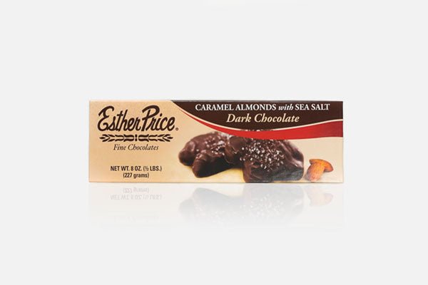 Caramel Almonds with Sea Salt - Dark - 8OZ CARM ALM W/SS - Esther Price Candies